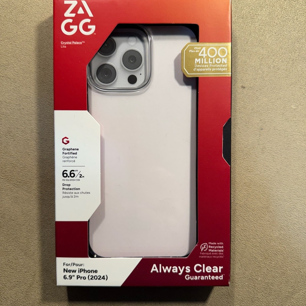 NWT ZAGG Always Clear Case for New iPhone 6.9" Pro (2024) - iPhone 16 Pro Max